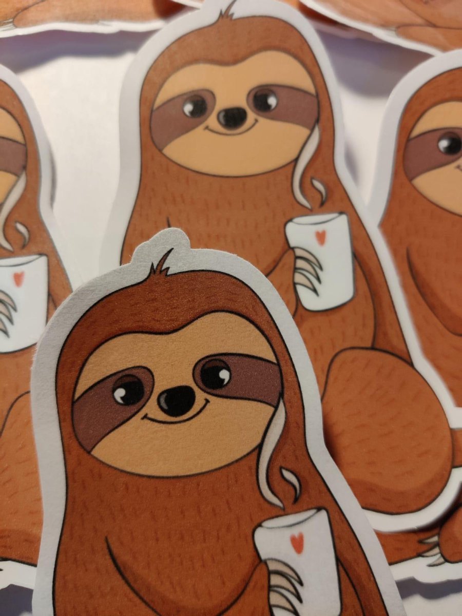 Luiaard Stickers - Koffie Thee Luiaard Sticker - Sloth Sticker - Coffee Tea Hot Drink - Schattige Dieren - Luiaards - Journaling - Bullet Journal - Scrapbooking - Leuke Stickers - Laptop Sticker - Telefoon Sticker - Cute - Baby - Dieren - Dier - Lief